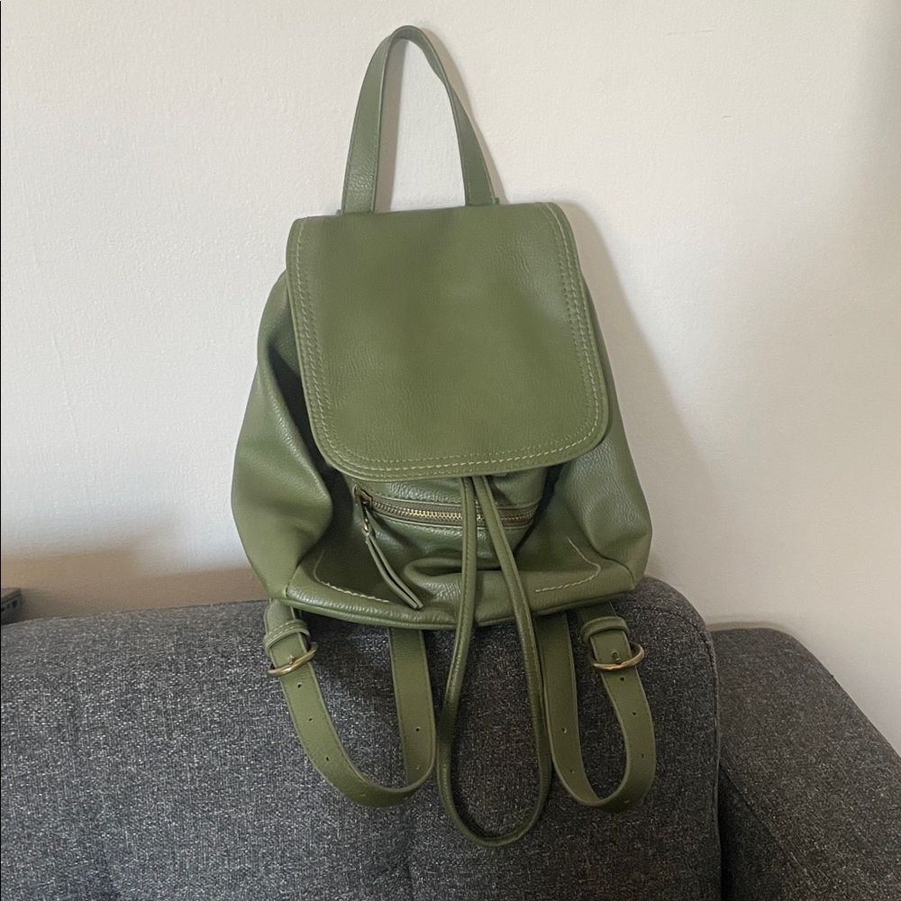 Green Vegan Leather Backpack